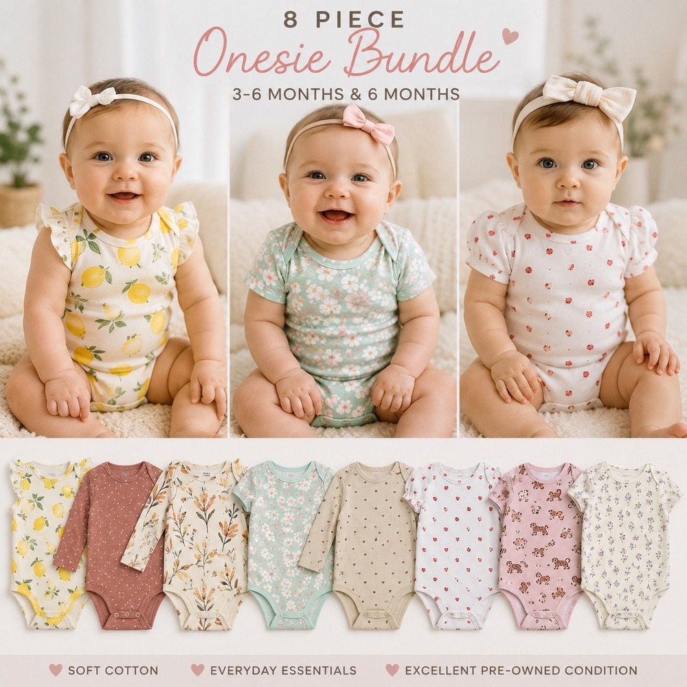 Baby Girl Onesie Bundle 8 Pc 3-6M 6M Carter's Gerber Dreamgro